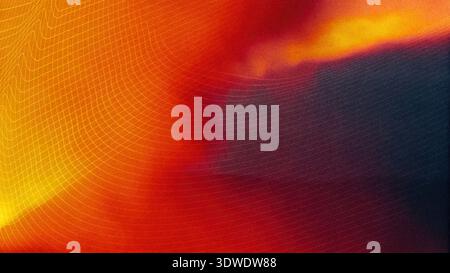 Opere d'arte astratte luminose e vibranti, piene di sfumature di arancione e blu, con intricati motivi di linea che creano un'esperienza visiva dinamica Foto Stock