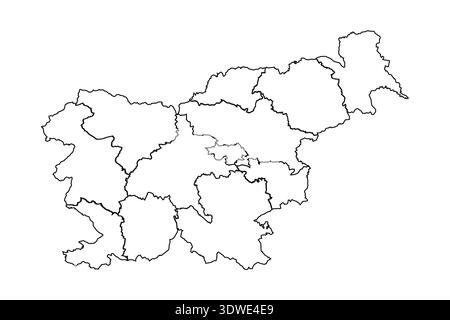 Mappa di schizzo della Slovenia con Stati e città, può essere utilizzata per progetti aziendali, progetti di presentazione o qualsiasi progetto adatto. Illustrazione Vettoriale