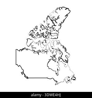 Disegno cartografico semplice canadese disegnato a mano, può essere utilizzato per progetti aziendali, progetti di presentazione o qualsiasi altro progetto adatto. Illustrazione Vettoriale