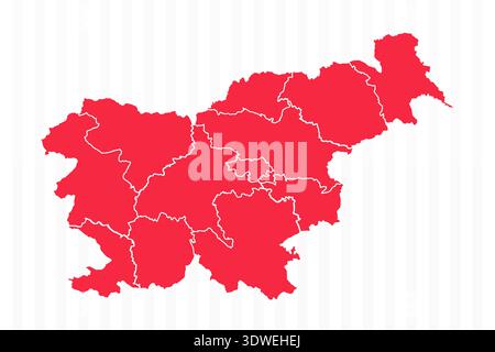 Mappa degli stati della Slovenia con confini dettagliati, può essere utilizzata per progetti aziendali, progetti di presentazione o qualsiasi altro progetto adatto. Illustrazione Vettoriale