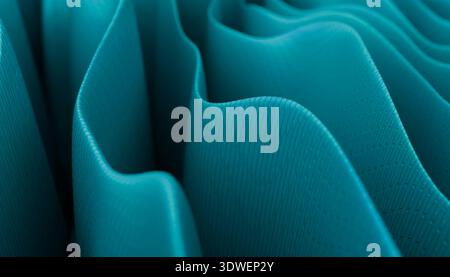 Un'accattivante immagine astratta 3D con eleganti forme blu con linee morbide e fluide. Le trame e le curve dettagliate creano un senso di movimento Foto Stock