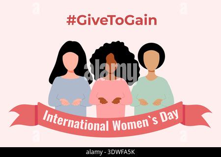Il tema della giornata internazionale della donna 2026 è "Give to Gain" la campagna IWD 2026 Give to Gain Illustrazione Vettoriale