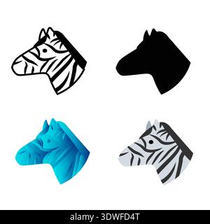 Illustrazione della silhouette della testa Zebra piatta astratta, può essere utilizzata per progetti aziendali, presentazioni o qualsiasi altro progetto adatto. Illustrazione Vettoriale