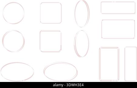 Un set di cornici dalle tonalità seppia con forme circolari e rettangolari. Design caldo e d'ispirazione vintage, ideale per layout classici, sfondi eleganti, stato Illustrazione Vettoriale