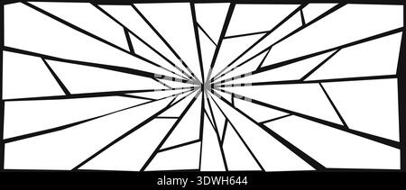 Sfondo danneggiato effetto vetro frantumato. Trama ruvida grunge spezzata. Schema di esplosione delle linee radiali incrinate. Frammenti di triangoli fratturati, pezzi, frantumazione. Illustrazione dei detriti vettoriali Illustrazione Vettoriale