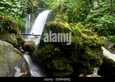 Cascata DI YEH HOO, nella reggenza Tabanan di Bali, Indonesia, con splendide vibrazioni della foresta Foto Stock