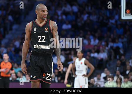 Madrid, Spagna. 26 febbraio 2026. Isiaha Mike del FC Bayern Monaco durante la partita di EuroLeague tra Real Madrid e FC Bayern Monaco alla Movistar Arena Vittoria del Real Madrid 93-70 crediti: SOPA Images Limited/Alamy Live News Foto Stock