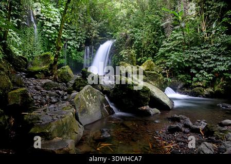 Cascata DI YEH HOO, nella reggenza Tabanan di Bali, Indonesia, con splendide vibrazioni della foresta Foto Stock