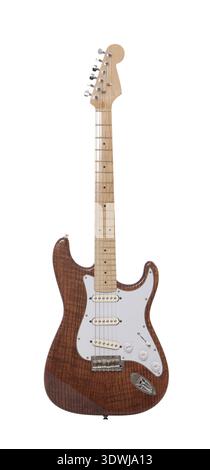 Chitarra elettrica isolata su sfondo bianco Foto Stock