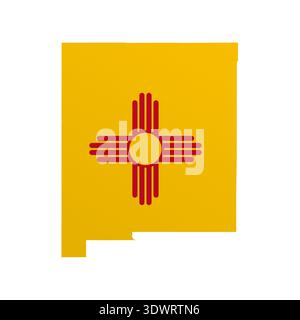 Poster della mappa della bandiera del New Mexico. Opere d'arte con decorazioni a muro dello stato DEGLI STATI UNITI. Arte digitale patriottica stampabile. Illustrazione vettoriale dettagliata Illustrazione Vettoriale