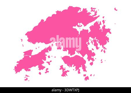 Vector Editable Pink Hong Kong Simple Map, design vettoriale modificabile, può essere utilizzato per la progettazione aziendale o di presentazioni. Illustrazione Vettoriale