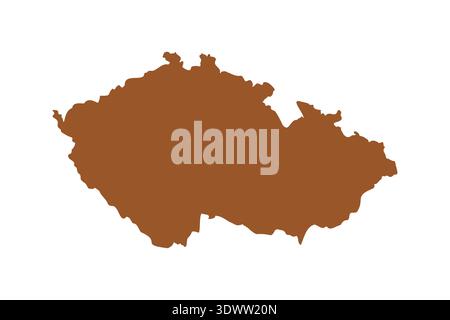 Vector Brown Repubblica Ceca Mappa isolata su sfondo bianco, design modificabile vettoriale, può essere utilizzata per la progettazione aziendale o di presentazioni. Illustrazione Vettoriale