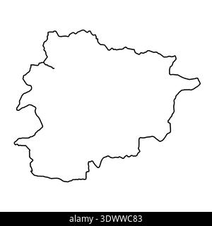 Black Outline Sketch Map of Andorra Country, design vettoriale modificabile, può essere utilizzato per la progettazione aziendale o di presentazioni. Illustrazione Vettoriale