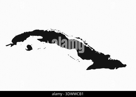 Cuba Simple Map in bianco e nero, design vettoriale modificabile, può essere utilizzato per il design aziendale o di presentazione. Illustrazione Vettoriale