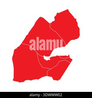 Mappa di Gibuti rossa astratta con città, design vettoriale modificabile, può essere utilizzata per la progettazione aziendale o di presentazioni. Illustrazione Vettoriale