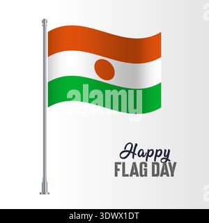 Illustrazione vettoriale del palo bandiera nigeriano Happy Flag Day, design vettoriale modificabile, può essere utilizzato per la progettazione aziendale o di presentazioni. Illustrazione Vettoriale
