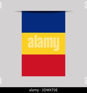 Romania Banner Flag Vector Illustration, design vettoriale modificabile, può essere utilizzato per la progettazione aziendale o di presentazioni. Illustrazione Vettoriale