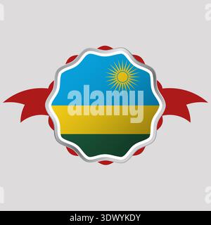 L'emblema adesivo con bandiera ruandese creativo, design modificabile tramite vettore, può essere utilizzato per la progettazione aziendale o di presentazioni. Illustrazione Vettoriale
