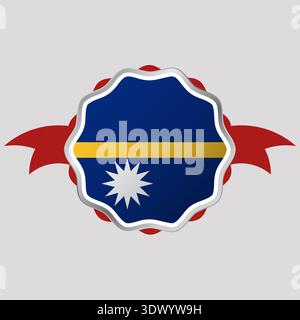L'emblema con adesivi a bandiera Creative Nauru, design modificabile tramite vettore, può essere utilizzato per la progettazione aziendale o di presentazioni. Illustrazione Vettoriale