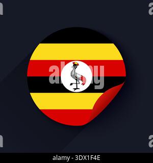 L'illustrazione vettoriale dell'adesivo con bandiera dell'Uganda, design modificabile con vettore, può essere utilizzata per la progettazione aziendale o di presentazioni. Illustrazione Vettoriale