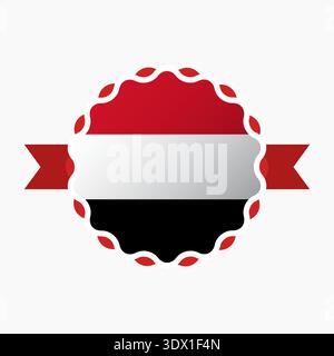Il distintivo Creative Yemen Flag Emblem, design vettoriale modificabile, può essere utilizzato per la progettazione di presentazioni o aziendali. Illustrazione Vettoriale