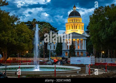 Campidoglio della California a Dusk, Sacramento, California Foto Stock