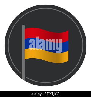 Icona piatta bandiera Armenia astratta in cerchio isolata su sfondo bianco, design modificabile vettoriale, può essere utilizzata per la progettazione aziendale o di presentazioni. Illustrazione Vettoriale