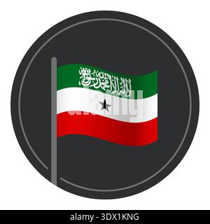 Icona piatta con bandiera somaliland astratta in cerchio isolata su sfondo bianco, design modificabile tramite vettore, può essere utilizzata per la progettazione aziendale o di presentazioni. Illustrazione Vettoriale