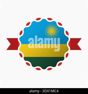 Il distintivo con emblema della bandiera del Ruanda creativo, design modificabile tramite vettore, può essere utilizzato per la progettazione aziendale o di presentazioni. Illustrazione Vettoriale