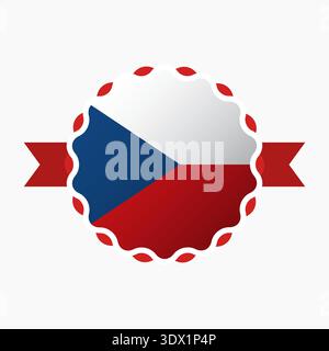 Il distintivo Creative Czech Republic Flag Emblem, design vettoriale modificabile, può essere utilizzato per il design aziendale o di presentazioni. Illustrazione Vettoriale