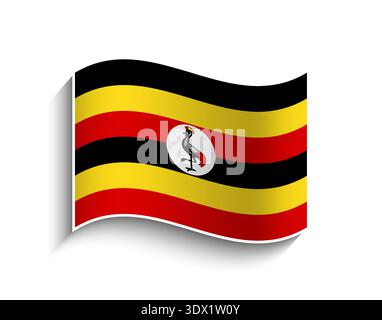 L'icona Vector Uganda Waving Flag (bandiera ondulata in Uganda), design modificabile vettoriale, può essere utilizzata per la progettazione aziendale o di presentazioni. Illustrazione Vettoriale