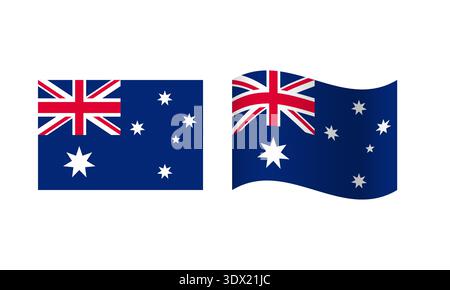L'illustrazione rettangolare e Wave Australia Flag, design modificabile dal vettore, può essere utilizzata per la progettazione aziendale o di presentazioni. Illustrazione Vettoriale