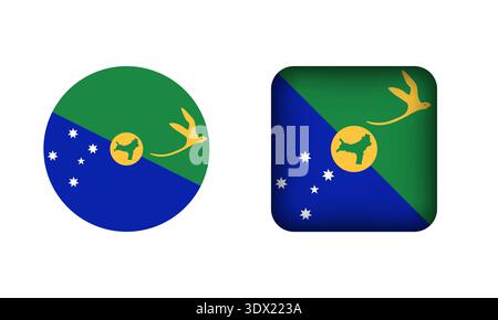 Le icone di bandiera Flat Square e Circle Christmas Island, con design vettoriale modificabile, possono essere utilizzate per il design aziendale o di presentazioni. Illustrazione Vettoriale