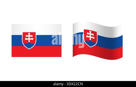 L'illustrazione rettangolare e Wave Slovacchia Flag, design modificabile dal vettore, può essere utilizzata per la progettazione aziendale o di presentazioni. Illustrazione Vettoriale