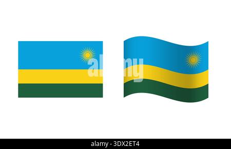 L'illustrazione rettangolare e Wave Rwanda Flag, design modificabile dal vettore, può essere utilizzata per la progettazione aziendale o di presentazioni. Illustrazione Vettoriale