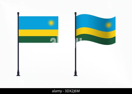 Set di bandiere del Ruanda isolate per la celebrazione del giorno dell'indipendenza, design modificabile vettoriale, possono essere utilizzate per la progettazione di presentazioni o aziendali. Illustrazione Vettoriale
