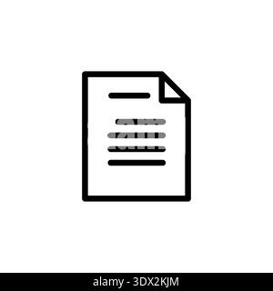 Icona minima del file di documento in stile monolina con contorno pulito che rappresenta report, documenti cartacei, file di testo e documenti digitali. Adatto per uffici sof Illustrazione Vettoriale