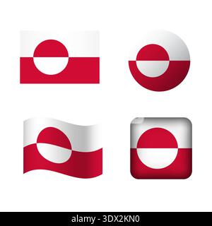 Il set di icone della bandiera nazionale della Groenlandia vettoriale, design modificabile vettoriale, può essere utilizzato per la progettazione aziendale o di presentazioni. Illustrazione Vettoriale