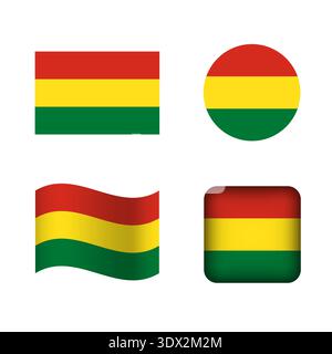 Il set di icone di bandiera nazionale della Bolivia vettoriale, design modificabile vettoriale, può essere utilizzato per la progettazione aziendale o di presentazioni. Illustrazione Vettoriale