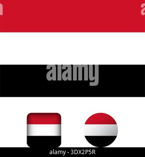 La raccolta di icone piatte bandiera Yemen, design modificabile vettoriale, può essere utilizzata per la progettazione aziendale o di presentazioni. Illustrazione Vettoriale