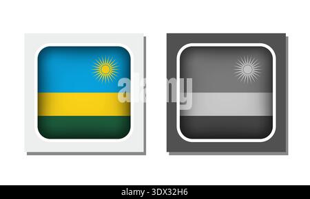L'icona della bandiera arrotondata quadrata del Ruanda, design vettoriale modificabile, può essere utilizzata per la progettazione aziendale o di presentazioni. Illustrazione Vettoriale