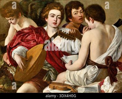 Caravaggio (Michelangelo Merisi) i musicisti (1597) pittura ad olio, scena barocca italiana raffigurante giovani musicisti Foto Stock