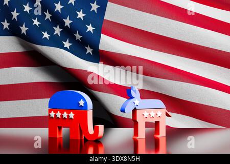 Grande bandiera americana che sventola per le festività nazionali Foto Stock