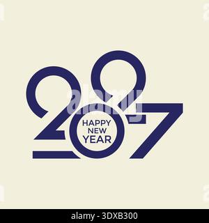 Design creativo per poster di Capodanno 2027, biglietti d'auguri o banner. Logo Text 2027 design Happy New Year Celebration Concept. Illustrazione Vettoriale