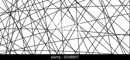 Schema griglia casuale con linee nere. Sfondo a strisce dritte irregolari. Il caos disegnato a mano crea striature sullo sfondo. Sfondo linee rette caotiche vettoriali. M Illustrazione Vettoriale