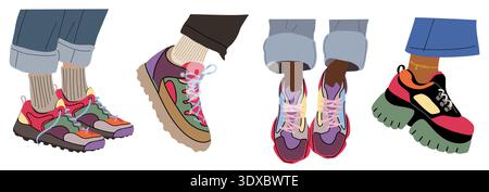 Set di scarpe da ginnastica chunky Illustrazione Vettoriale