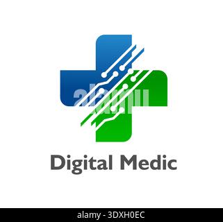 Icona della tecnologia digitale per l'assistenza medica Illustrazione Vettoriale