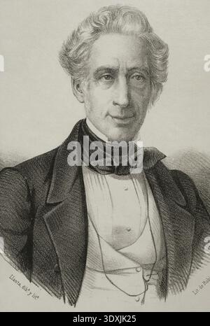 Francisco Martinez de la Rosa (1787-1862). Statista e drammaturgo spagnolo. È stato il primo presidente del Consiglio dei ministri spagnolo. Verticale. Disegno di Llanta. Litografia. "Cronica General de Espana, Historia Ilustrada y Descriptiva de sus Provincias. Andalucia', 1869. Foto Stock