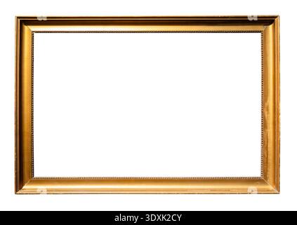 semplice ritaglio orizzontale della vecchia cornice dorata su sfondo bianco Foto Stock