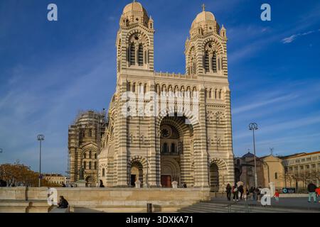 Cathédrale de la Major, Cattedrale di Marsiglia (Cathédrale Sainte-Marie-Majeure). Grande struttura neo-bizantina del XIX secolo. Foto Stock